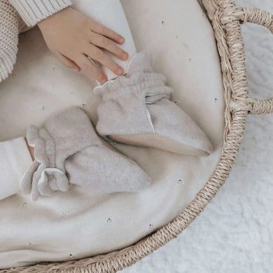 Cosy Roots, Organic Fleece Booties - Taupe Melange