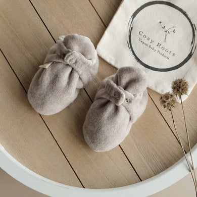 Cosy Roots, Organic Fleece Booties - Taupe Melange