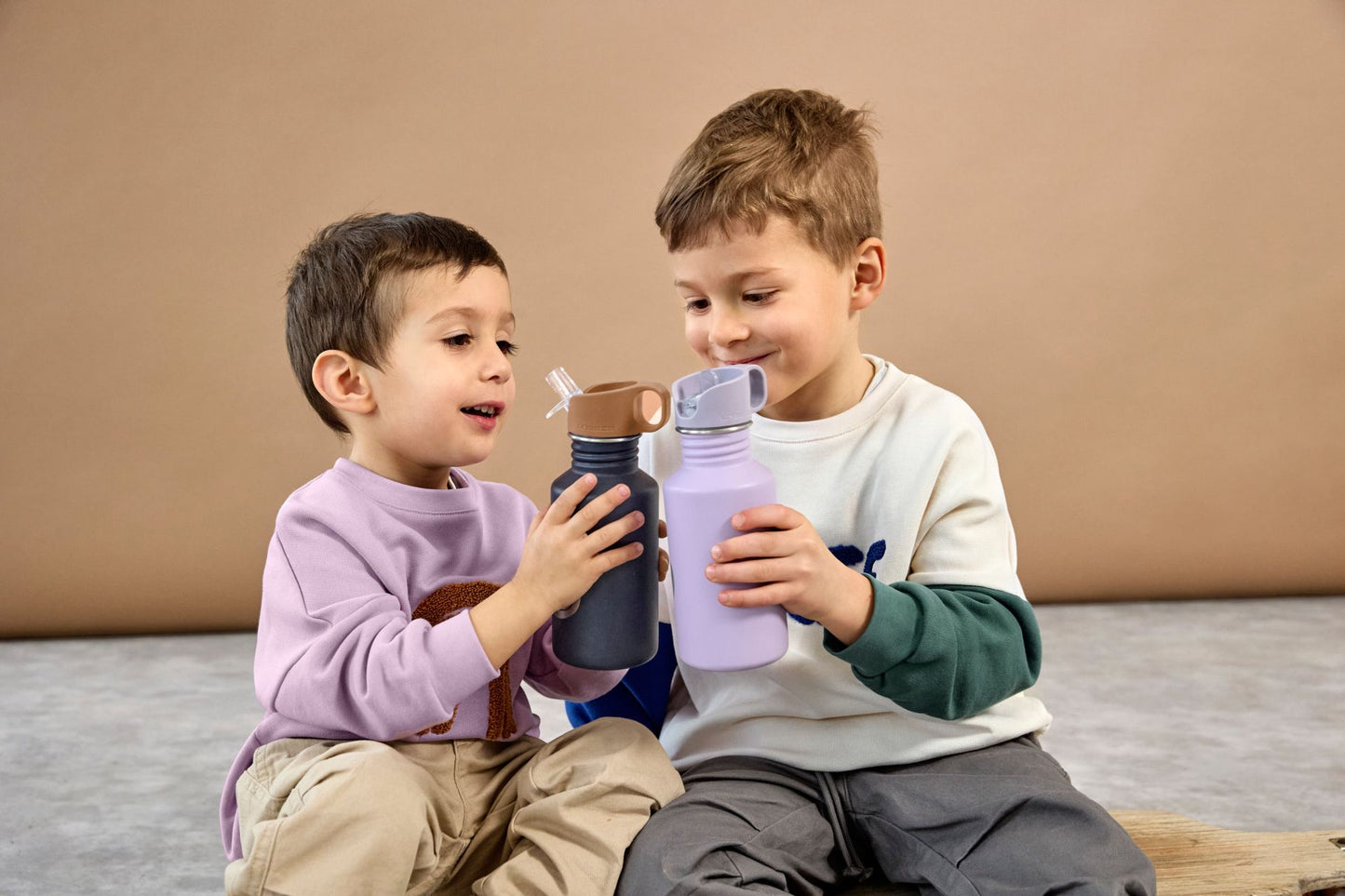 Edelstahl Kinder Trinkflasche - Little Gang, Smile, Blau