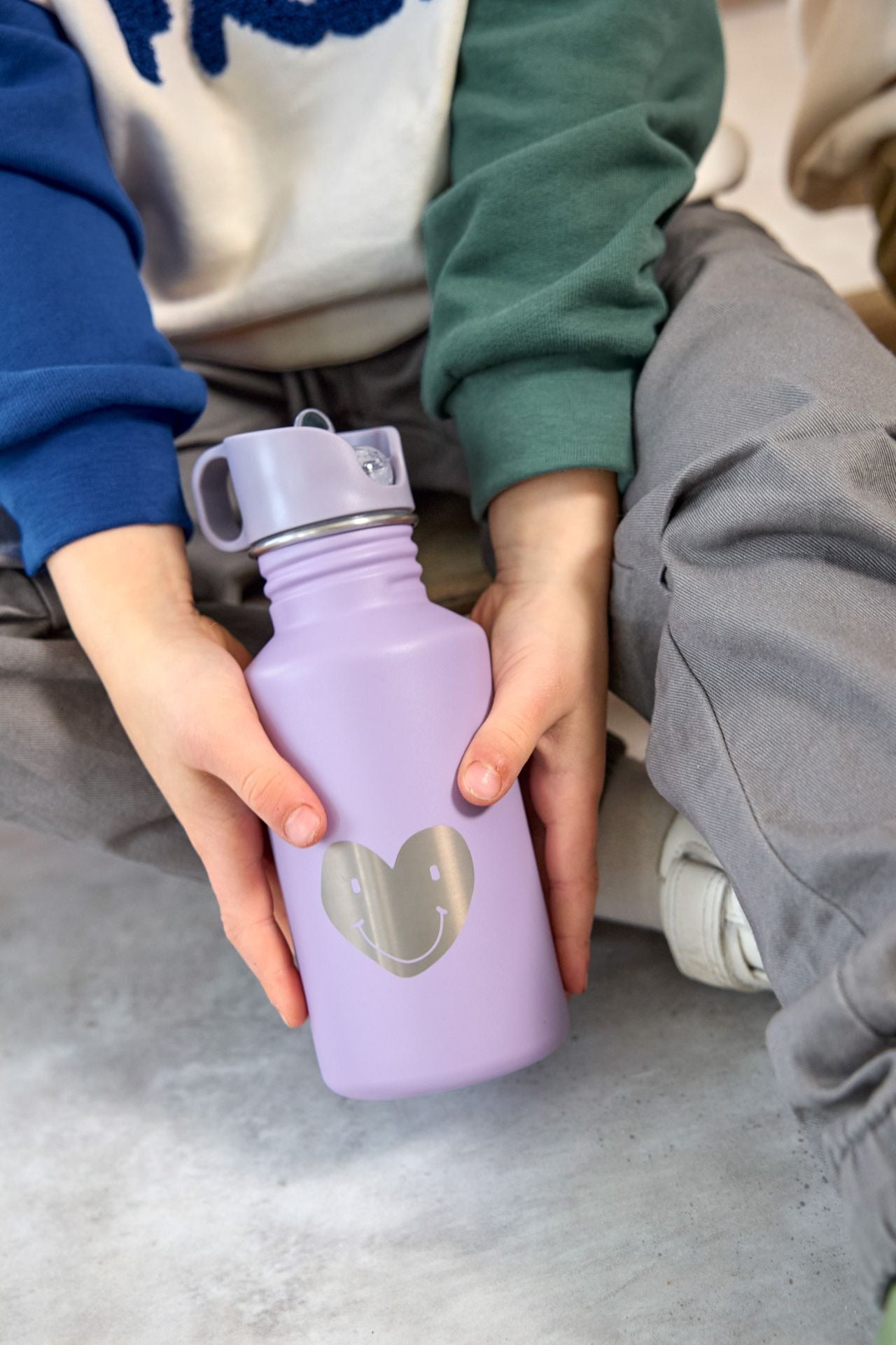 Edelstahl Kinder Trinkflasche - Little Gang, Herz, Lila