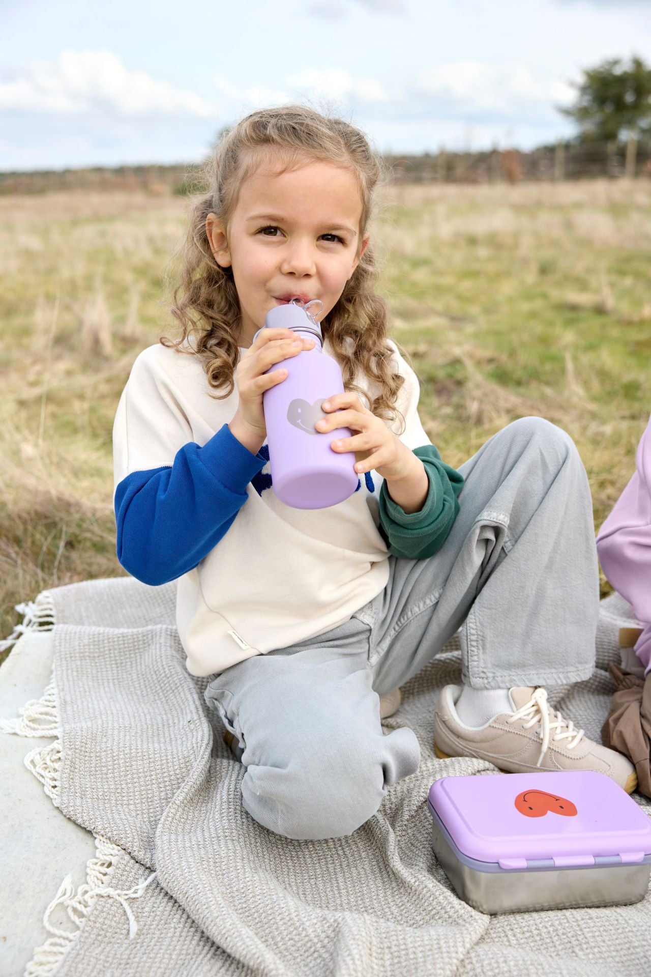 Edelstahl Kinder Trinkflasche - Little Gang, Herz, Lila