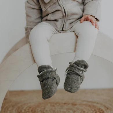 Cosy Roots, Organic Fleece Booties - Dark Grey Melange