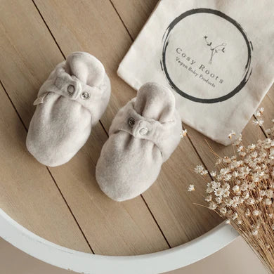 Cosy Roots, Organic Fleece Booties - Light Beige Melange