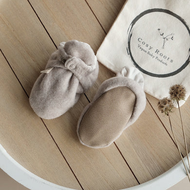 Cosy Roots, Organic Fleece Booties - Taupe Melange