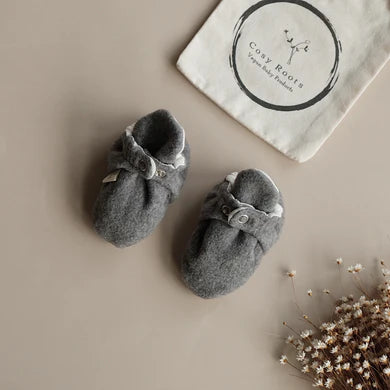 Cosy Roots, Organic Fleece Booties - Dark Grey Melange