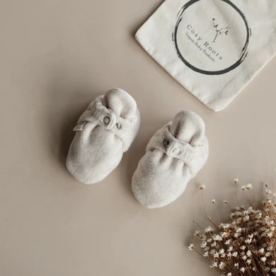 Cosy Roots, Organic Fleece Booties - Light Beige Melange