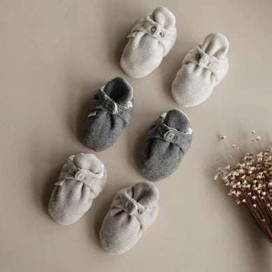 Cosy Roots, Organic Fleece Booties - Light Beige Melange