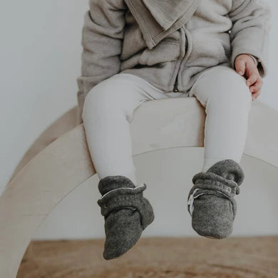 Cosy Roots, Organic Fleece Booties - Dark Grey Melange