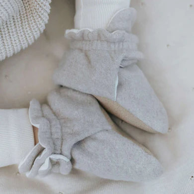 Cosy Roots, Organic Fleece Booties - Taupe Melange