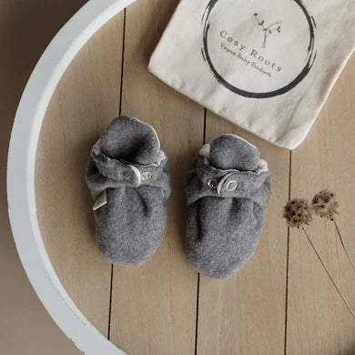 Cosy Roots, Organic Fleece Booties - Dark Grey Melange