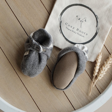 Cosy Roots, Organic Fleece Booties - Dark Grey Melange