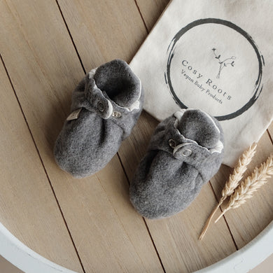 Cosy Roots, Organic Fleece Booties - Dark Grey Melange