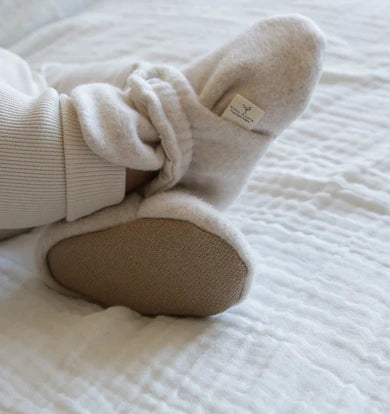 Cosy Roots, Organic Fleece Booties - Light Beige Melange