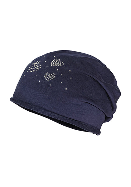 KIDS GIRL-Beanie "heart" marine