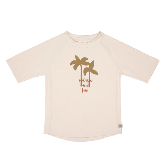 Badeshirt Kurzarm mit UV-Schutz - Palmen, Weiß Oliv