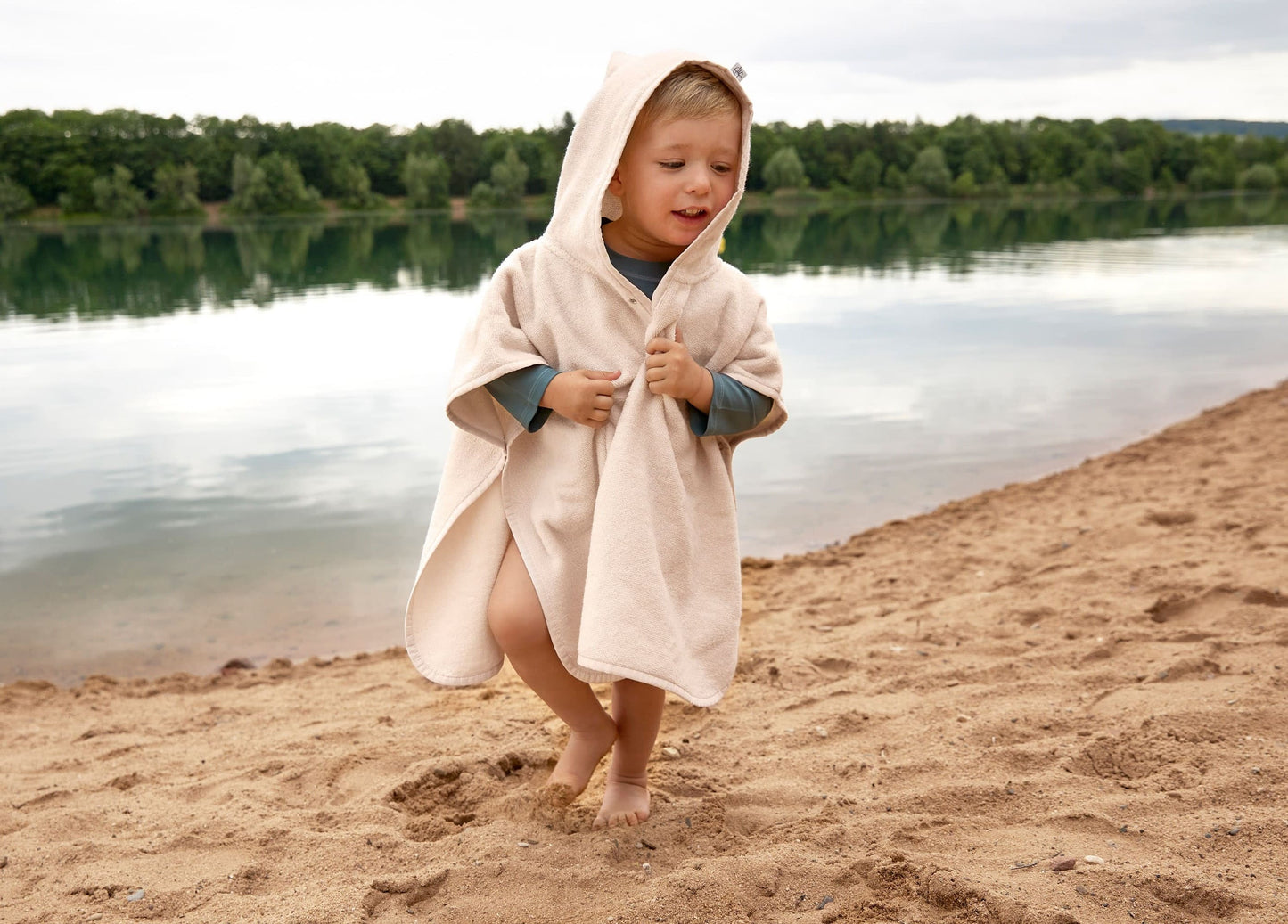 Kinder Badeponcho - Baumwolle (bio), Weiß