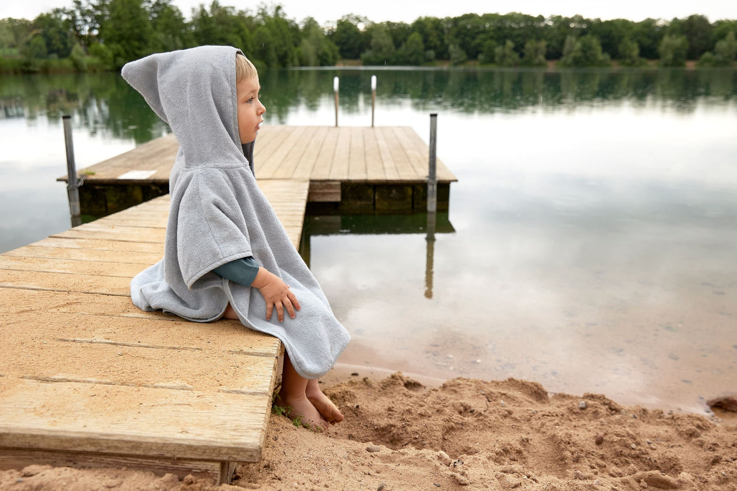 Kinder Badeponcho - Baumwolle (bio), Hellblau