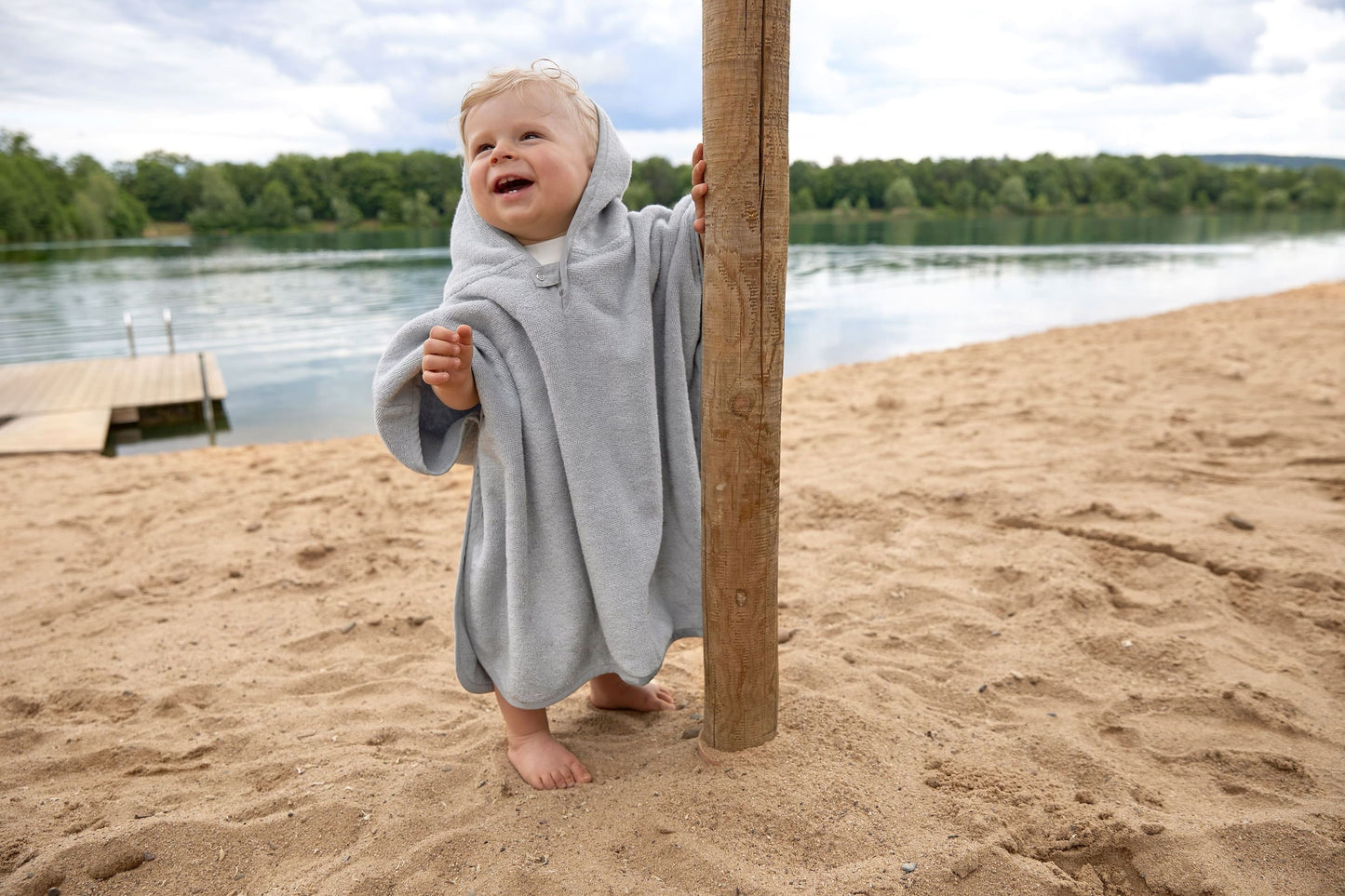 Kinder Badeponcho - Baumwolle (bio), Hellblau