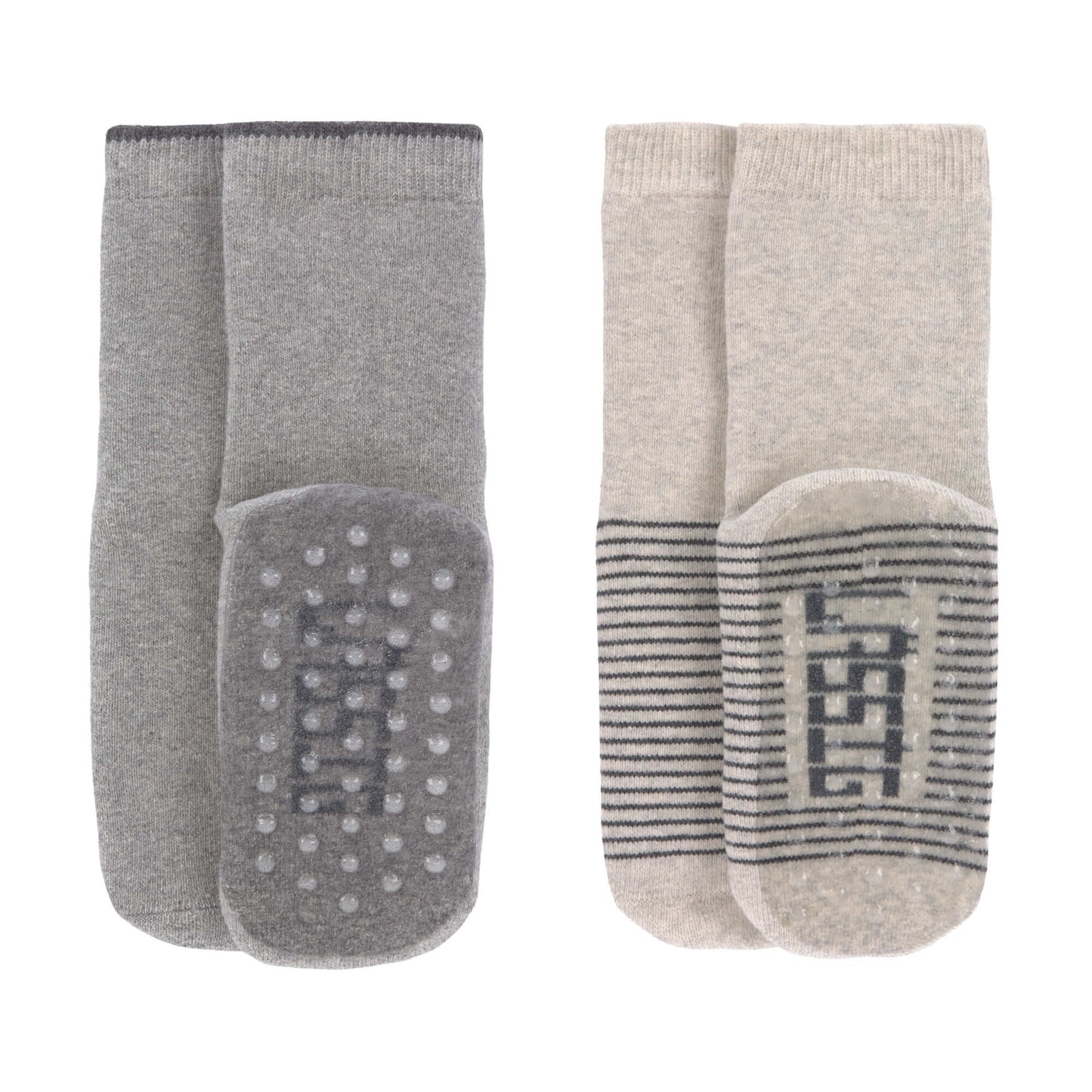 Kinder Antirutsch-Socken (2er-Pack) - Anti-Slip Socks, Grey - Beige Gr. 2-3 Jahre