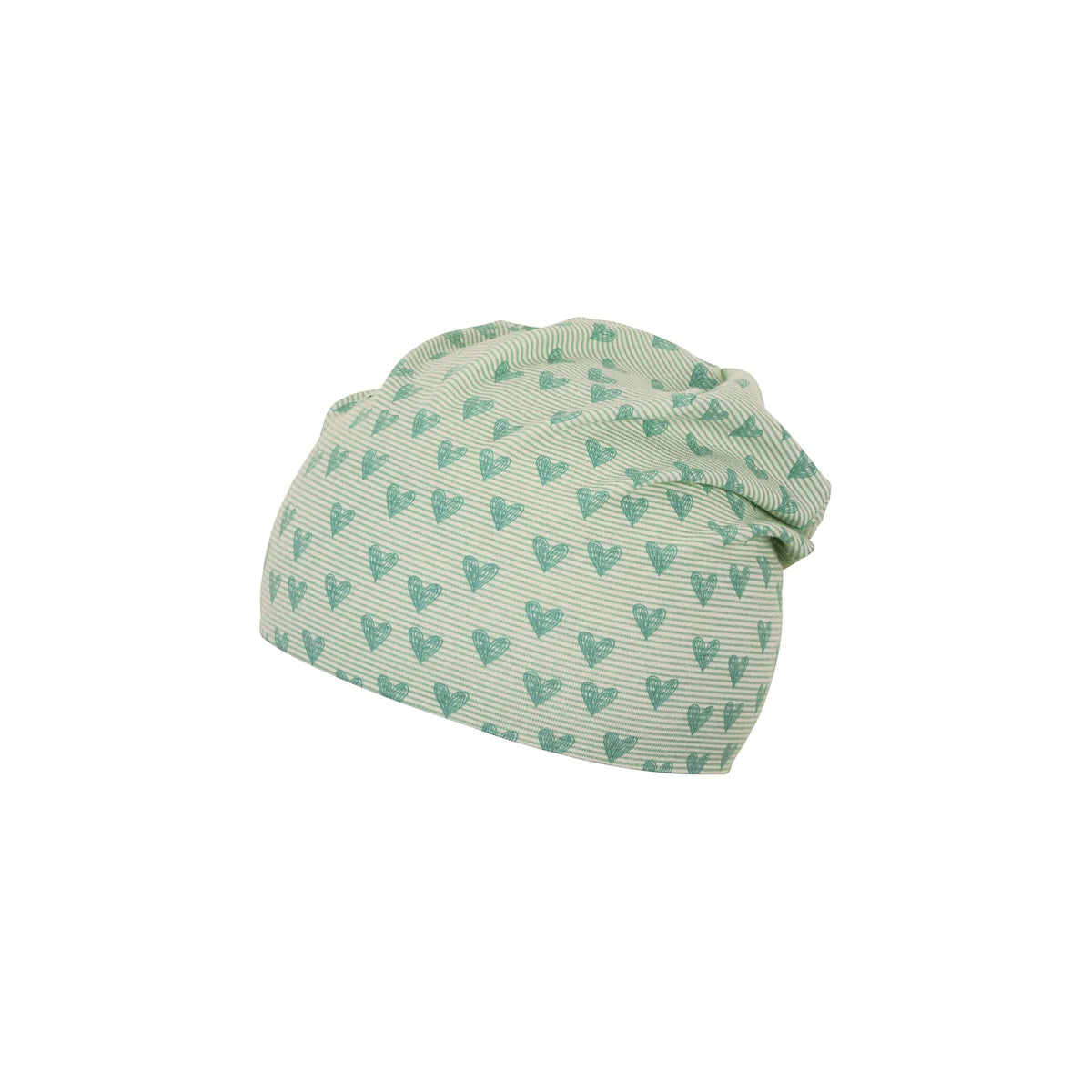 Slouch-Beanie mit Herzen Print aus Jersey