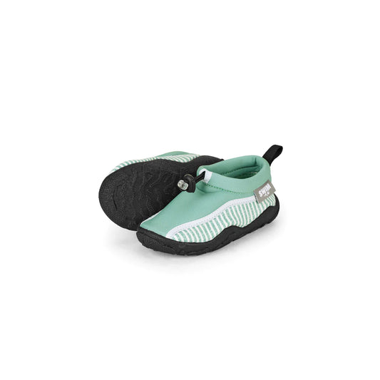 Aqua-Schuh Kinder in Dunkelgrün mit Seersucke