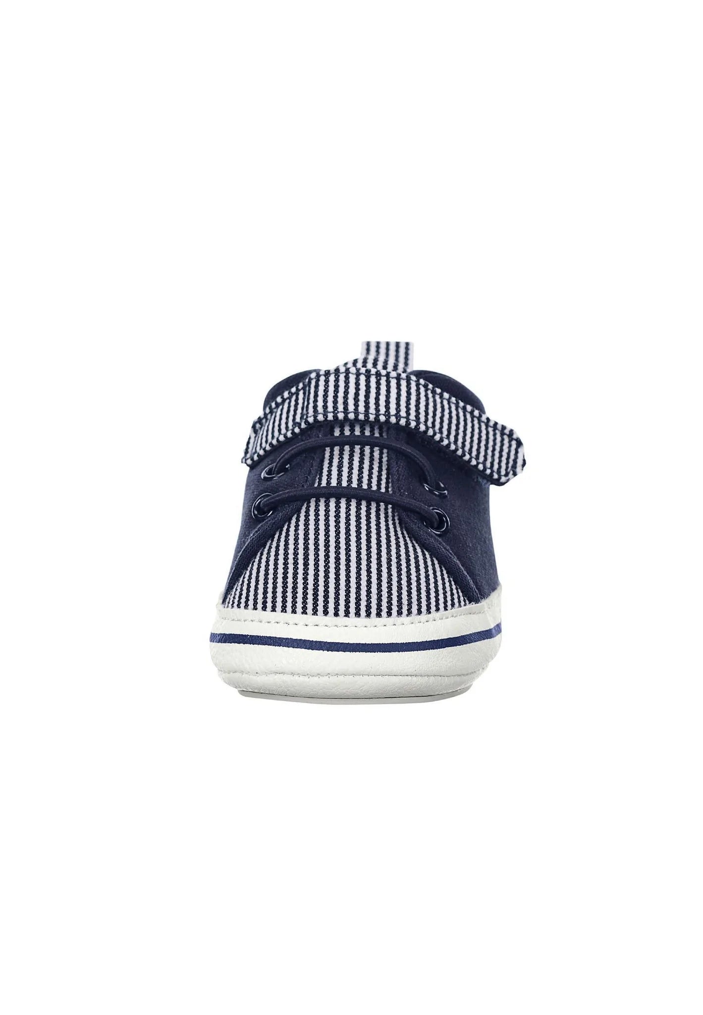 Babyschuh Marine aus Materialmix mit Stickerei Wal